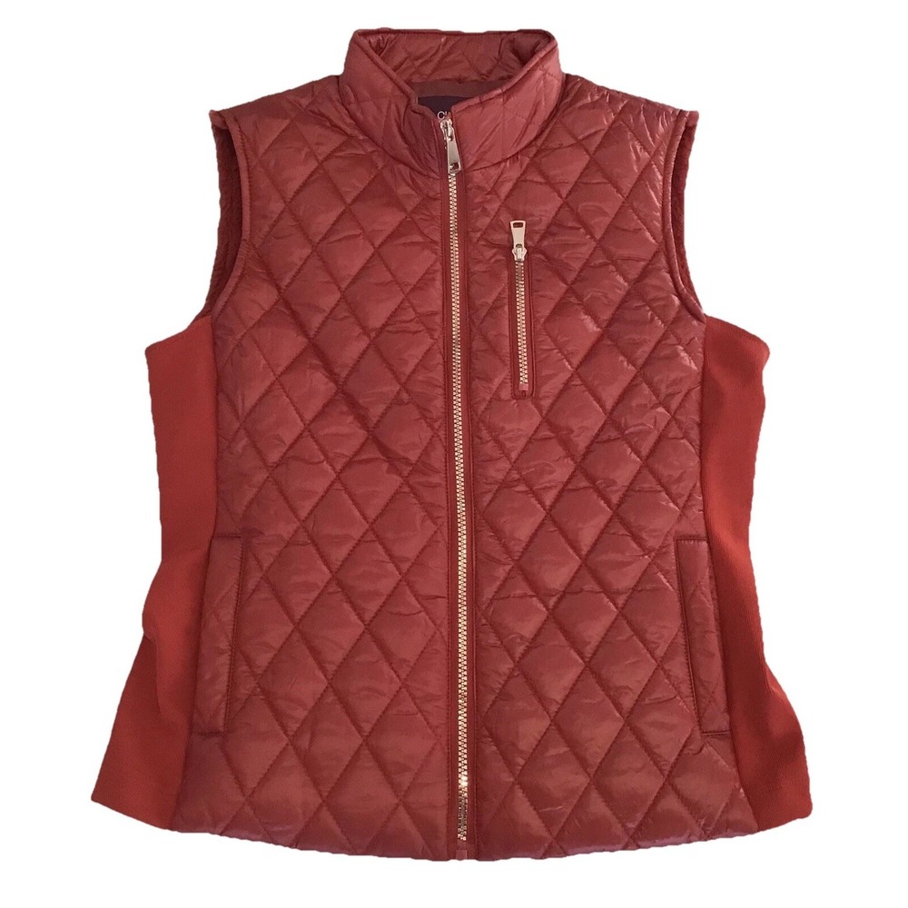CISONO Vest Orange Sherpa‎ Lined Quilted Puffer Stretch Ski Preppy Women's M